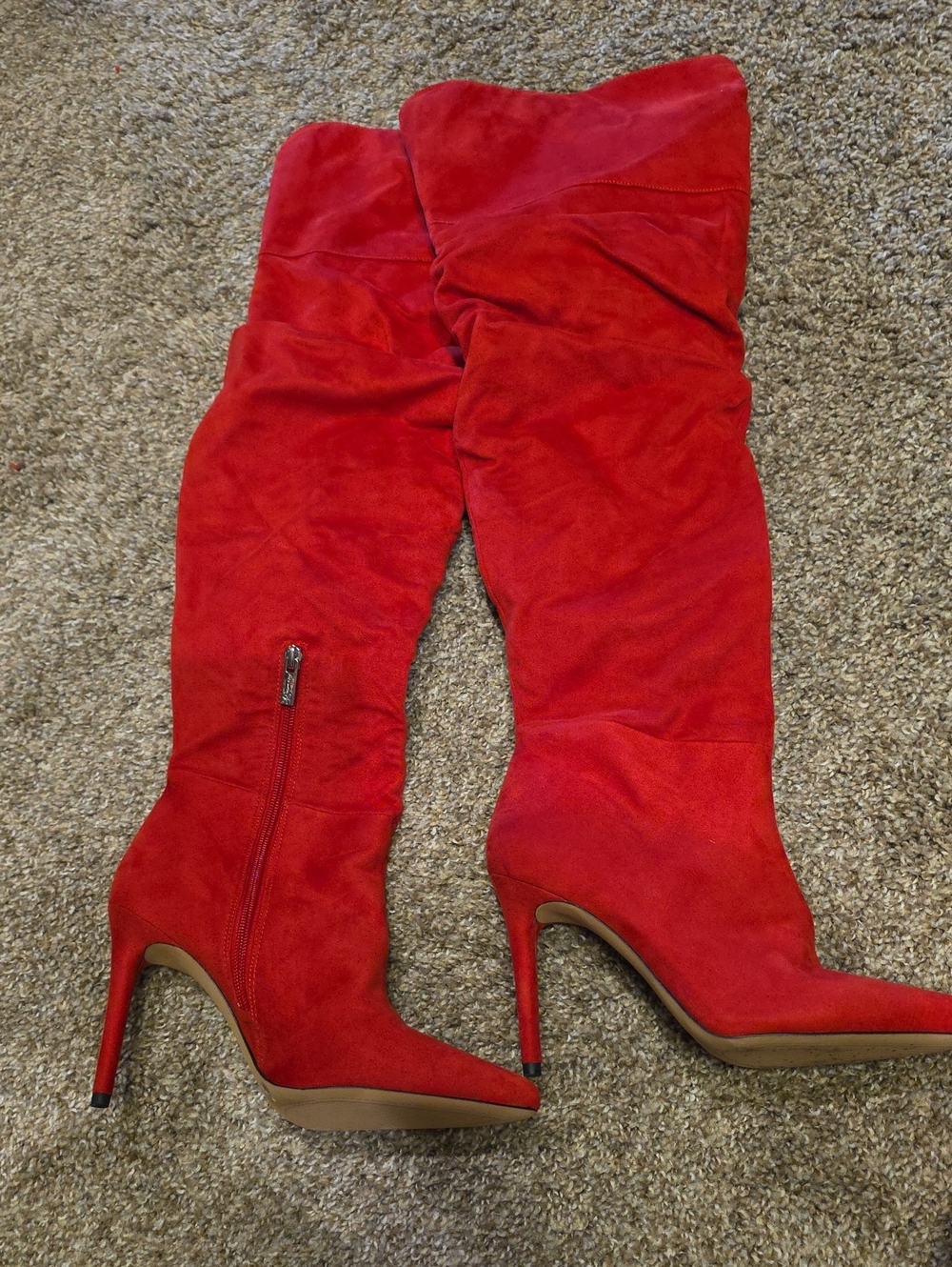 Jessica Simpson Red Suede Over-the-Knee Stiletto Boots